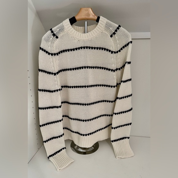 Madewell White and Navy Striped Long Sleeve Cotton Crewneck Sweater Size:M - Picture 7 of 12